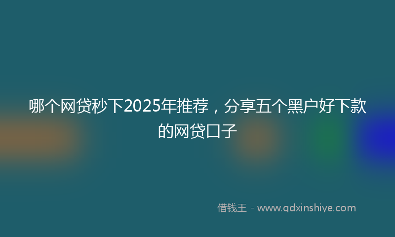 哪个网贷秒下2025年推荐，分享五个黑户好下款的网贷口子