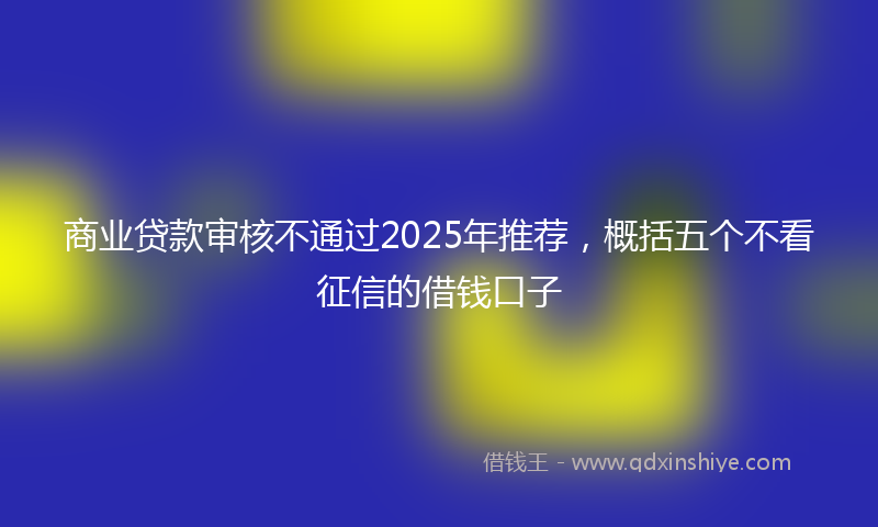 商业贷款审核不通过2025年推荐，概括五个不看征信的借钱口子