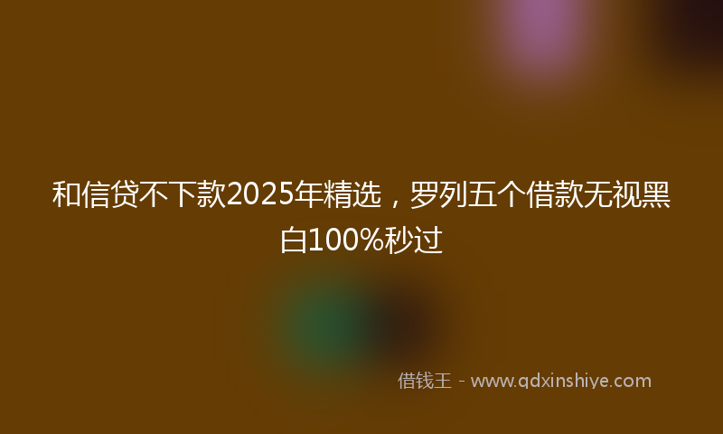 和信贷不下款2025年精选，罗列五个借款无视黑白100%秒过