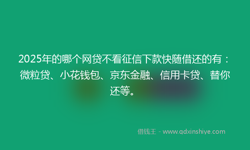 2025年的哪个网贷不看征信下款快随借还的有：微粒贷、小花钱包、京东金融、信用卡贷、替你还等。