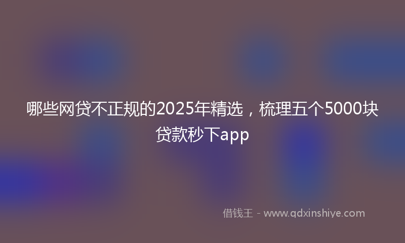哪些网贷不正规的2025年精选，梳理五个5000块贷款秒下app