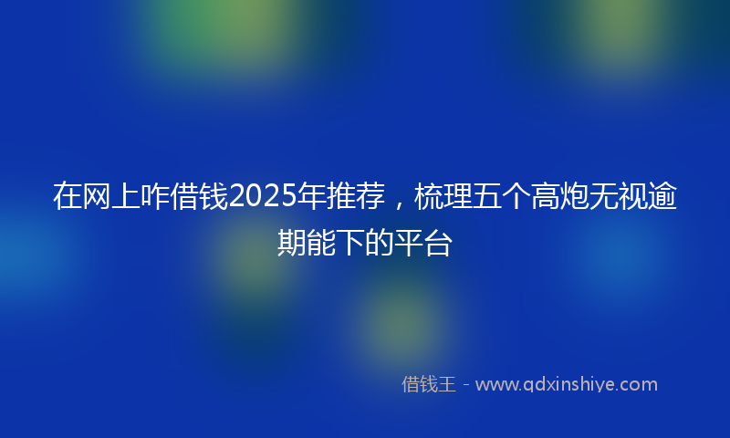 在网上咋借钱2025年推荐，梳理五个高炮无视逾期能下的平台