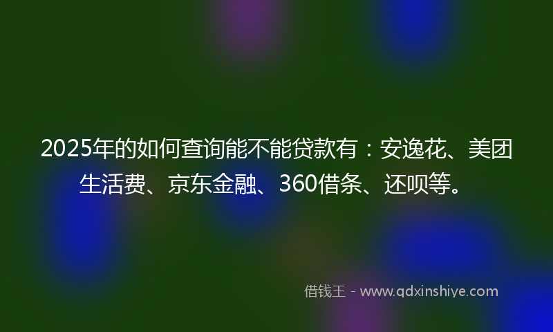 2025年的如何查询能不能贷款有：安逸花、美团生活费、京东金融、360借条、还呗等。