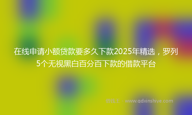 在线申请小额贷款要多久下款2025年精选，罗列5个无视黑白百分百下款的借款平台