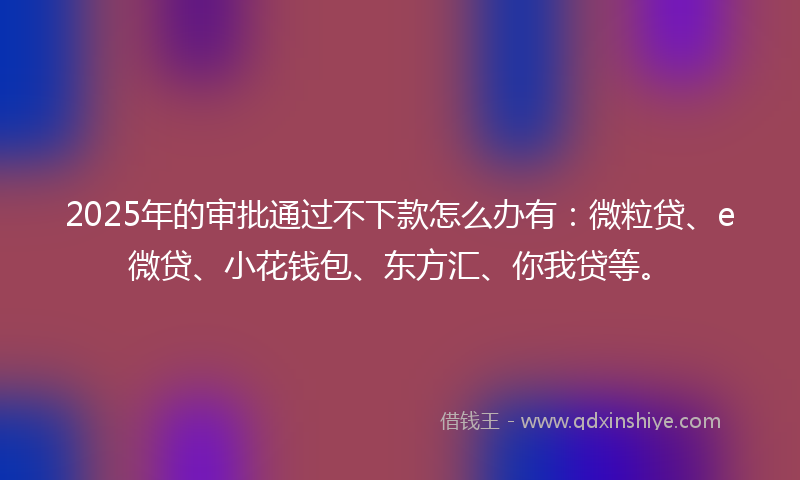 2025年的审批通过不下款怎么办有：微粒贷、e微贷、小花钱包、东方汇、你我贷等。