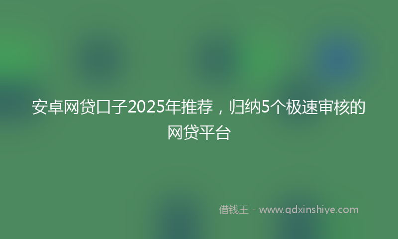 安卓网贷口子2025年推荐，归纳5个极速审核的网贷平台