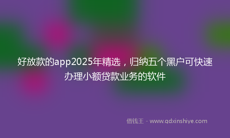 好放款的app2025年精选，归纳五个黑户可快速办理小额贷款业务的软件