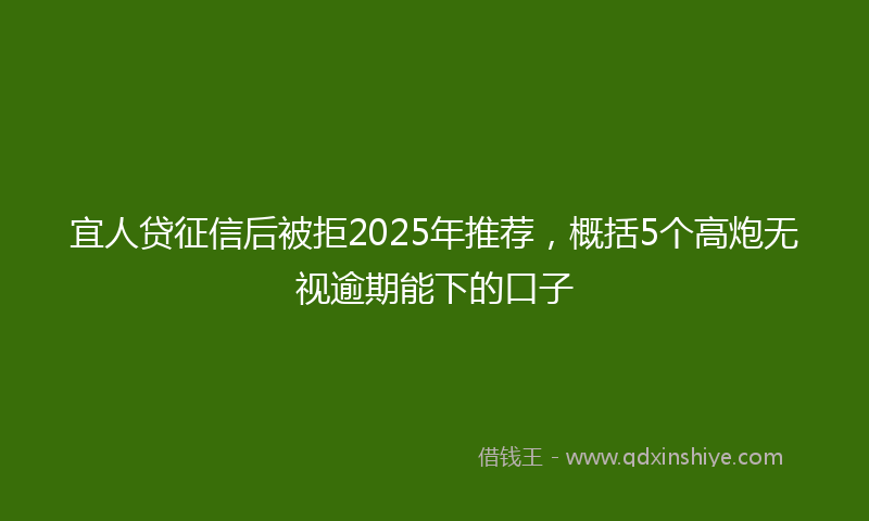 宜人贷征信后被拒2025年推荐，概括5个高炮无视逾期能下的口子