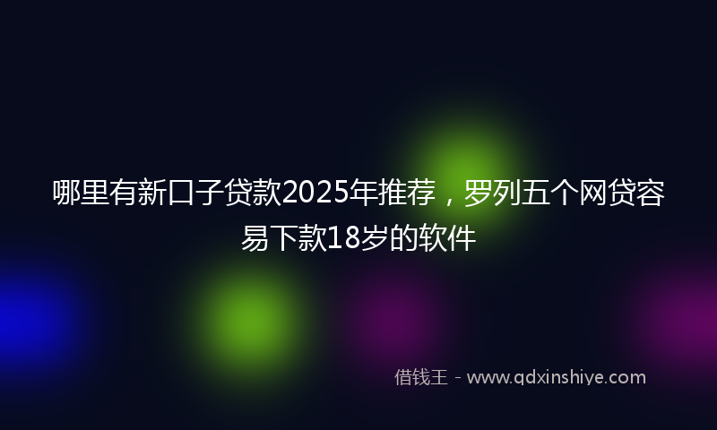 哪里有新口子贷款2025年推荐，罗列五个网贷容易下款18岁的软件