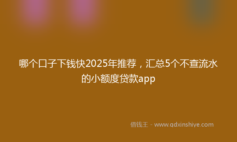 哪个口子下钱快2025年推荐，汇总5个不查流水的小额度贷款app