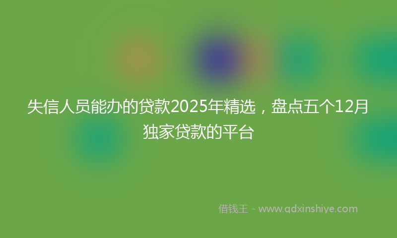 失信人员能办的贷款2025年精选，盘点五个12月独家贷款的平台