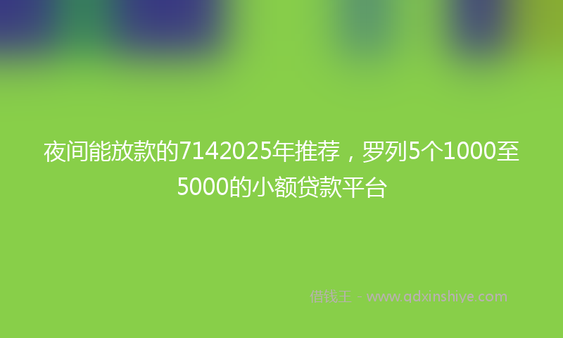 夜间能放款的7142025年推荐，罗列5个1000至5000的小额贷款平台