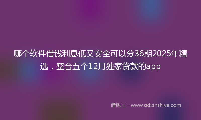 哪个软件借钱利息低又安全可以分36期2025年精选，整合五个12月独家贷款的app