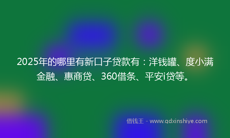 2025年的哪里有新口子贷款有：洋钱罐、度小满金融、惠商贷、360借条、平安i贷等。