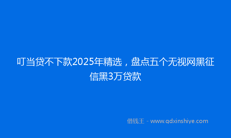 叮当贷不下款2025年精选，盘点五个无视网黑征信黑3万贷款