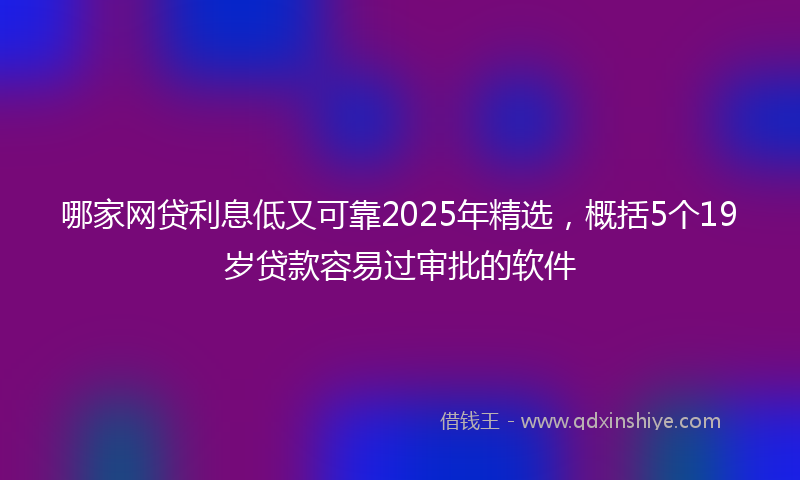哪家网贷利息低又可靠2025年精选，概括5个19岁贷款容易过审批的软件