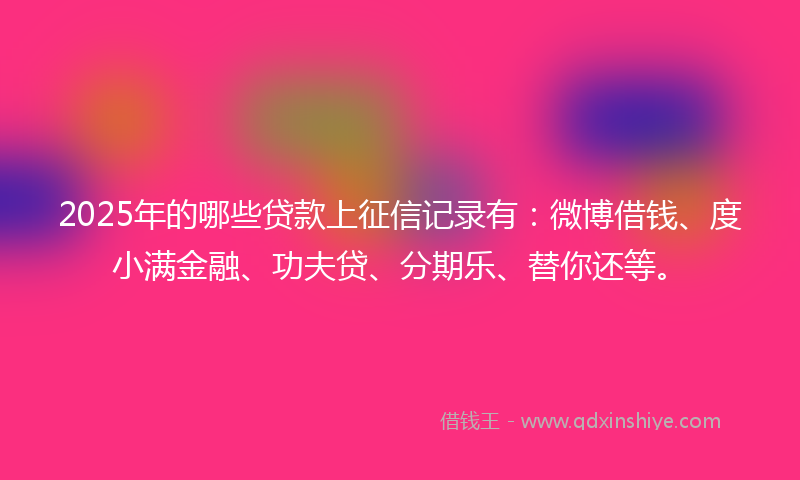 2025年的哪些贷款上征信记录有：微博借钱、度小满金融、功夫贷、分期乐、替你还等。