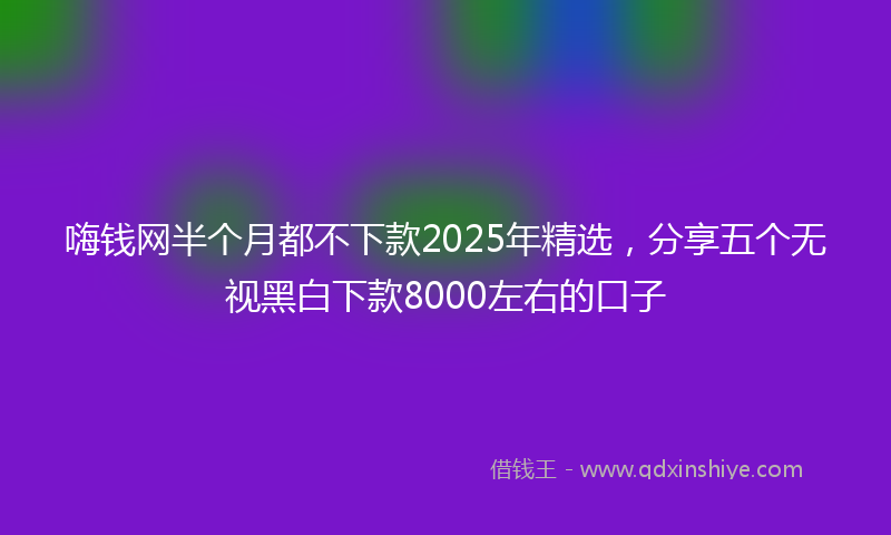 嗨钱网半个月都不下款2025年精选，分享五个无视黑白下款8000左右的口子
