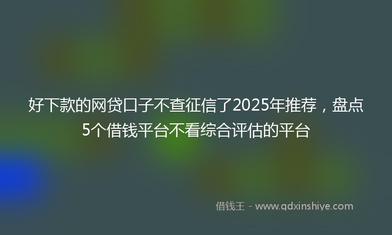 好下款的网贷口子不查征信了2025年推荐，盘点5个借钱平台不看综合评估的平台