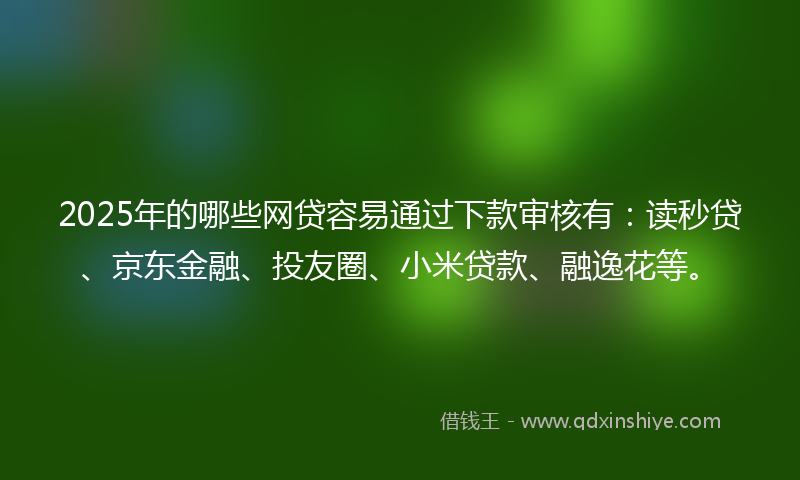 2025年的哪些网贷容易通过下款审核有：读秒贷、京东金融、投友圈、小米贷款、融逸花等。