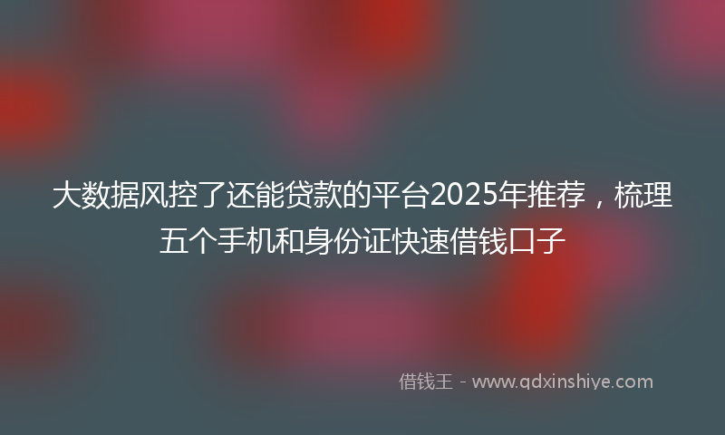 大数据风控了还能贷款的平台2025年推荐，梳理五个手机和身份证快速借钱口子