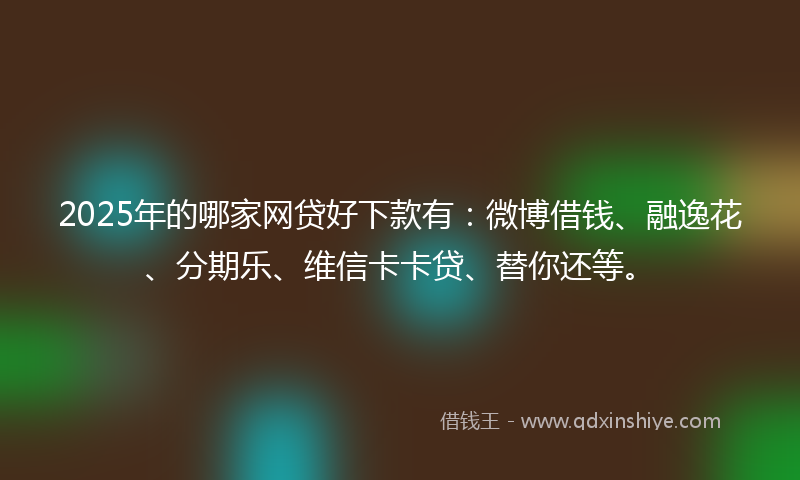 2025年的哪家网贷好下款有：微博借钱、融逸花、分期乐、维信卡卡贷、替你还等。