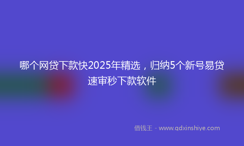 哪个网贷下款快2025年精选，归纳5个新号易贷速审秒下款软件