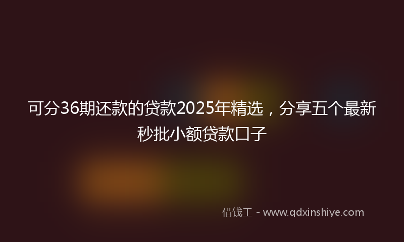 可分36期还款的贷款2025年精选，分享五个最新秒批小额贷款口子