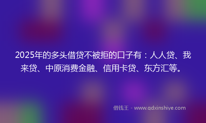 2025年的多头借贷不被拒的口子有：人人贷、我来贷、中原消费金融、信用卡贷、东方汇等。