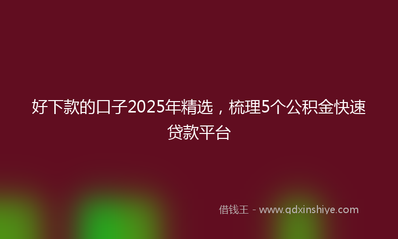 好下款的口子2025年精选，梳理5个公积金快速贷款平台