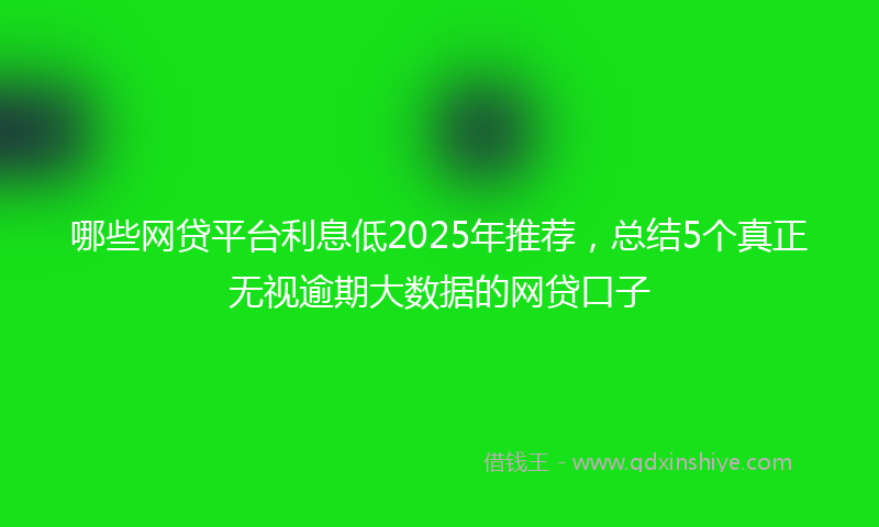 哪些网贷平台利息低2025年推荐，总结5个真正无视逾期大数据的网贷口子