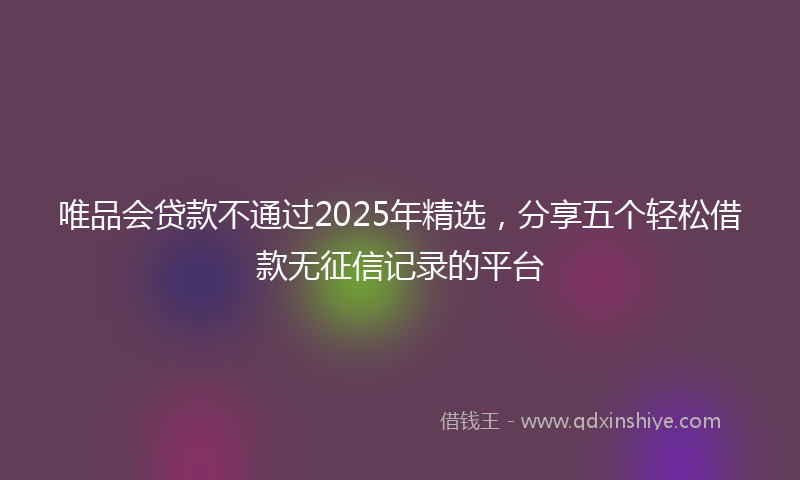 唯品会贷款不通过2025年精选，分享五个轻松借款无征信记录的平台