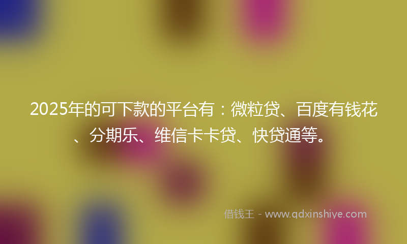 2025年的可下款的平台有：微粒贷、百度有钱花、分期乐、维信卡卡贷、快贷通等。