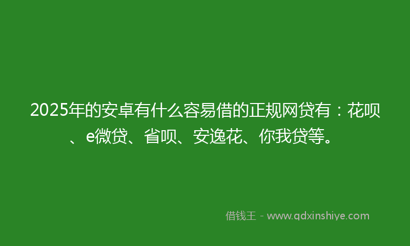 2025年的安卓有什么容易借的正规网贷有：花呗、e微贷、省呗、安逸花、你我贷等。