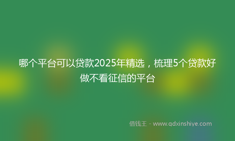 哪个平台可以贷款2025年精选，梳理5个贷款好做不看征信的平台