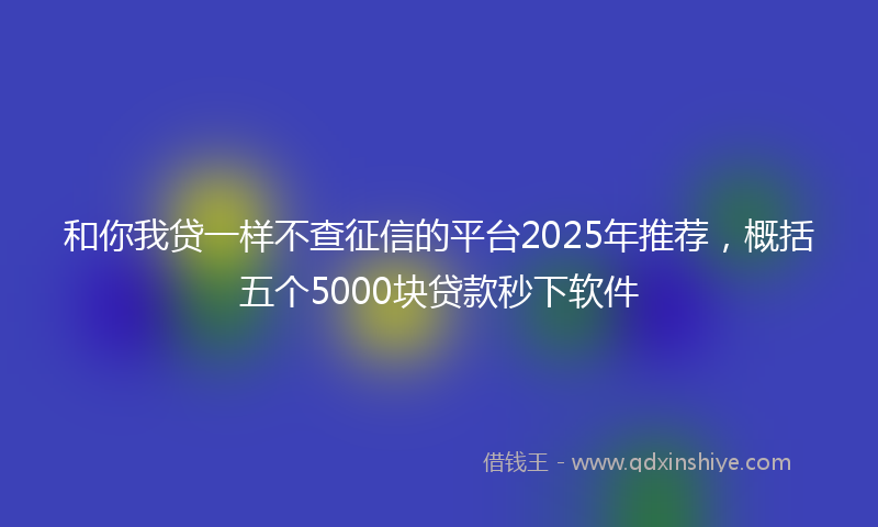 和你我贷一样不查征信的平台2025年推荐，概括五个5000块贷款秒下软件