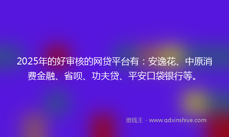 2025年的好审核的网贷平台有：安逸花、中原消费金融、省呗、功夫贷、平安口袋银行等。