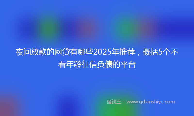 夜间放款的网贷有哪些2025年推荐，概括5个不看年龄征信负债的平台