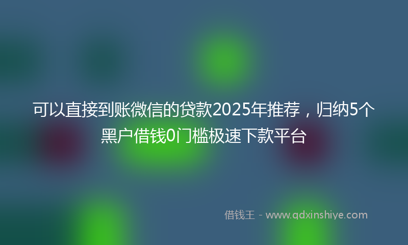 可以直接到账微信的贷款2025年推荐，归纳5个黑户借钱0门槛极速下款平台