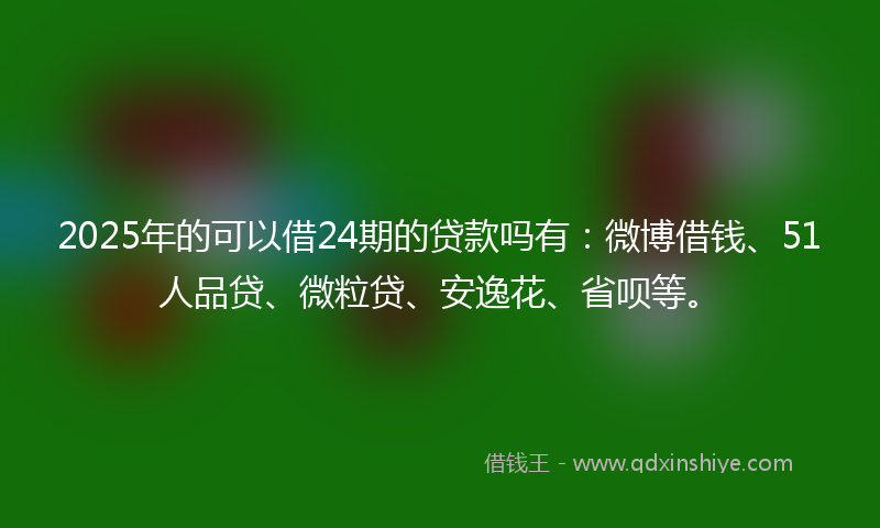 2025年的可以借24期的贷款吗有：微博借钱、51人品贷、微粒贷、安逸花、省呗等。