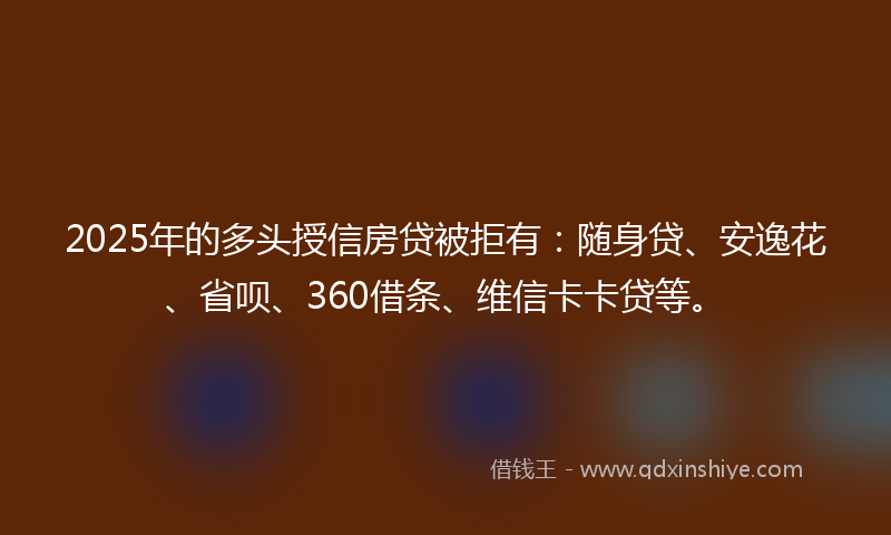 2025年的多头授信房贷被拒有：随身贷、安逸花、省呗、360借条、维信卡卡贷等。