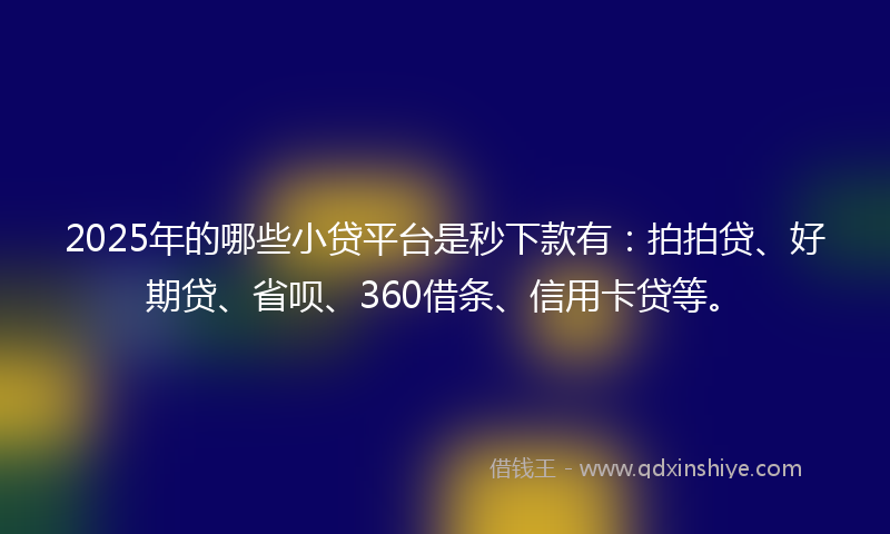 2025年的哪些小贷平台是秒下款有：拍拍贷、好期贷、省呗、360借条、信用卡贷等。