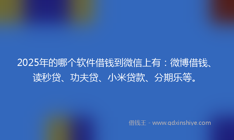 2025年的哪个软件借钱到微信上有：微博借钱、读秒贷、功夫贷、小米贷款、分期乐等。