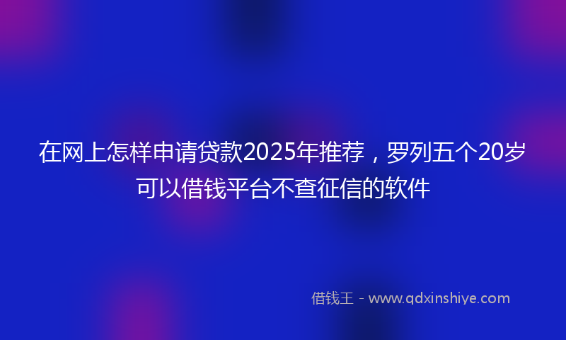 在网上怎样申请贷款2025年推荐，罗列五个20岁可以借钱平台不查征信的软件