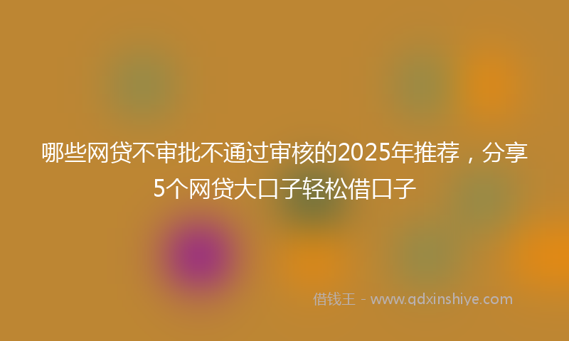 哪些网贷不审批不通过审核的2025年推荐，分享5个网贷大口子轻松借口子