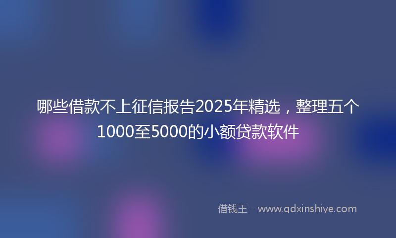 哪些借款不上征信报告2025年精选，整理五个1000至5000的小额贷款软件