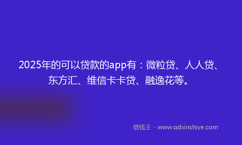 2025年的可以贷款的app有：微粒贷、人人贷、东方汇、维信卡卡贷、融逸花等。