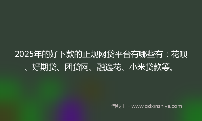 2025年的好下款的正规网贷平台有哪些有：花呗、好期贷、团贷网、融逸花、小米贷款等。