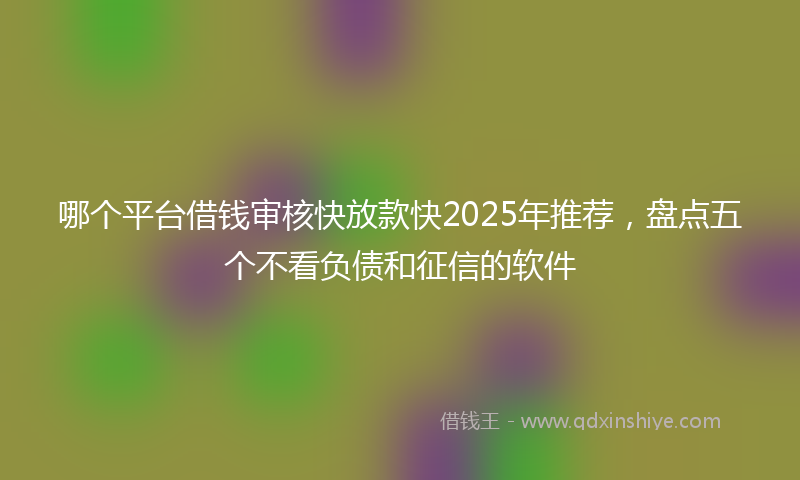 哪个平台借钱审核快放款快2025年推荐，盘点五个不看负债和征信的软件