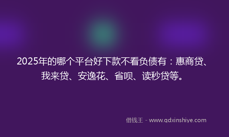 2025年的哪个平台好下款不看负债有：惠商贷、我来贷、安逸花、省呗、读秒贷等。